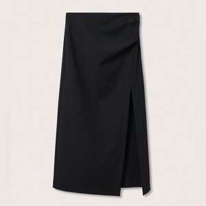 Mango Black Vent Midi Skirt